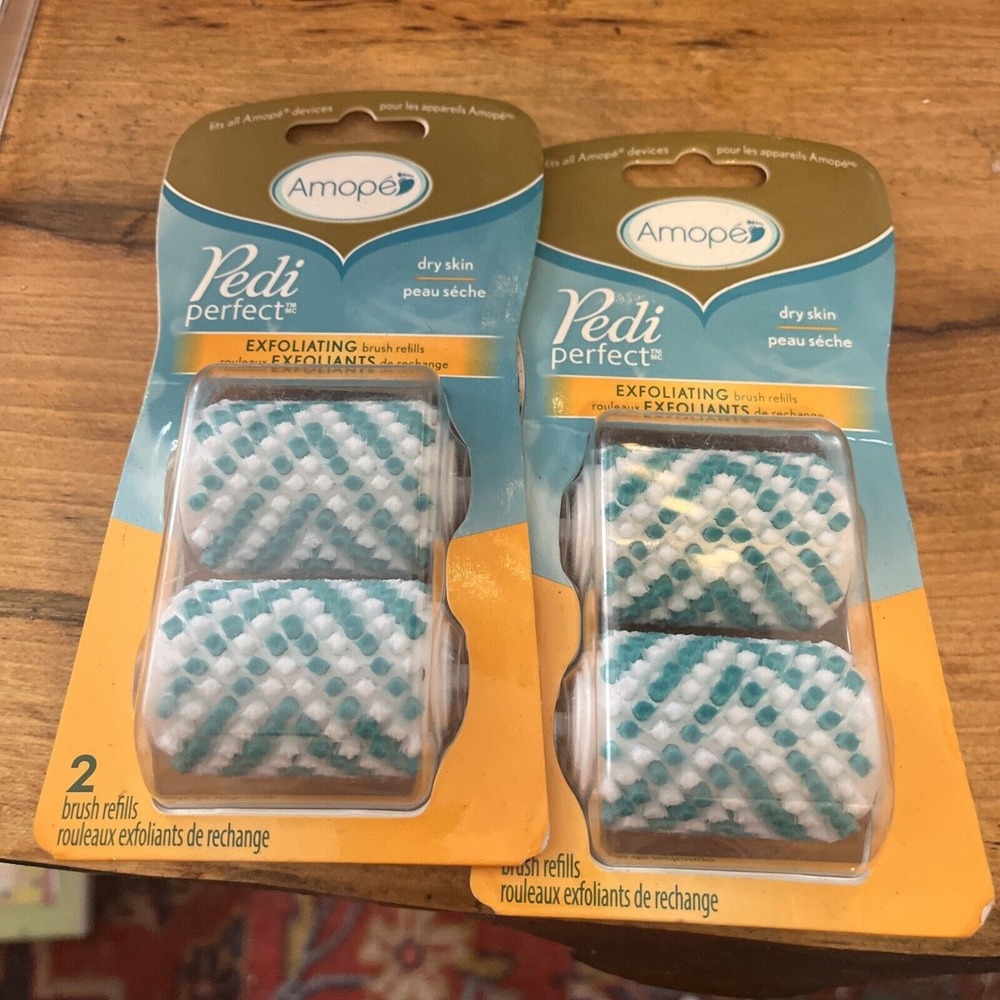 Amope Pedi Perfect Wet & Dry Blue Roller Head Refills Dry Skin 2 Pack‎ New